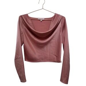 WAYF Dusty Rose Cowl Neck Long Sleeve Crop Top Women's XS